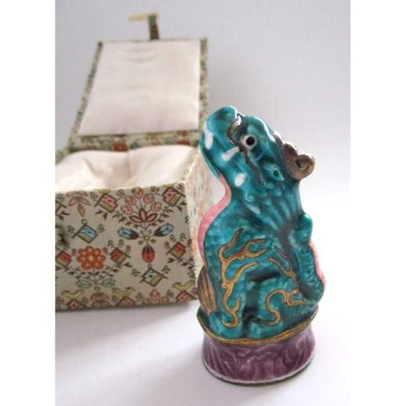 VTG Asian Porcelain QiLin Animal Unicorn Figurine with Box - Blessings & Luck - Picture 5 of 16